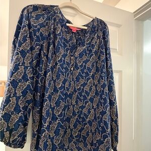 Lilly Pulitzer Blue Animal Print Blouse
